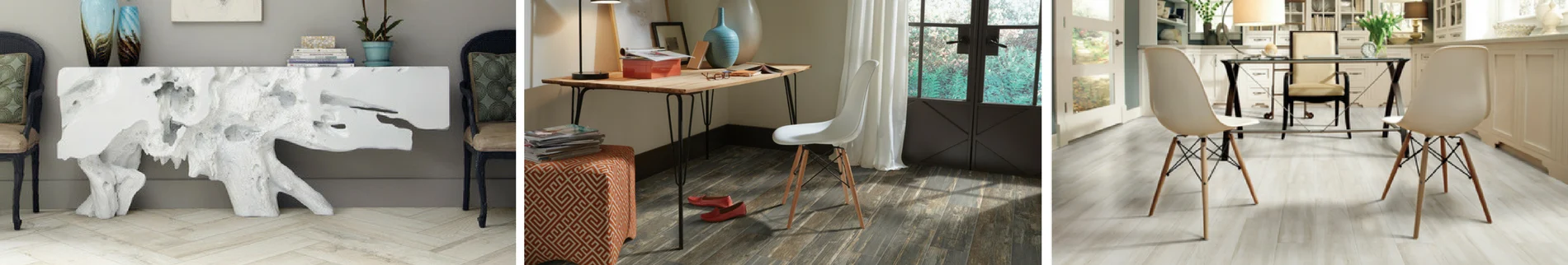 wood look laminate flooring in den with modern furniture
