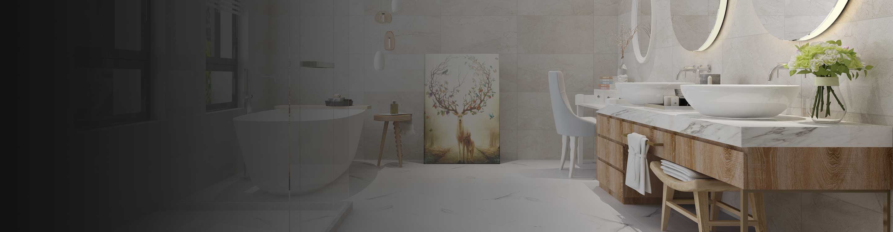 Modern bathroom with marble floors